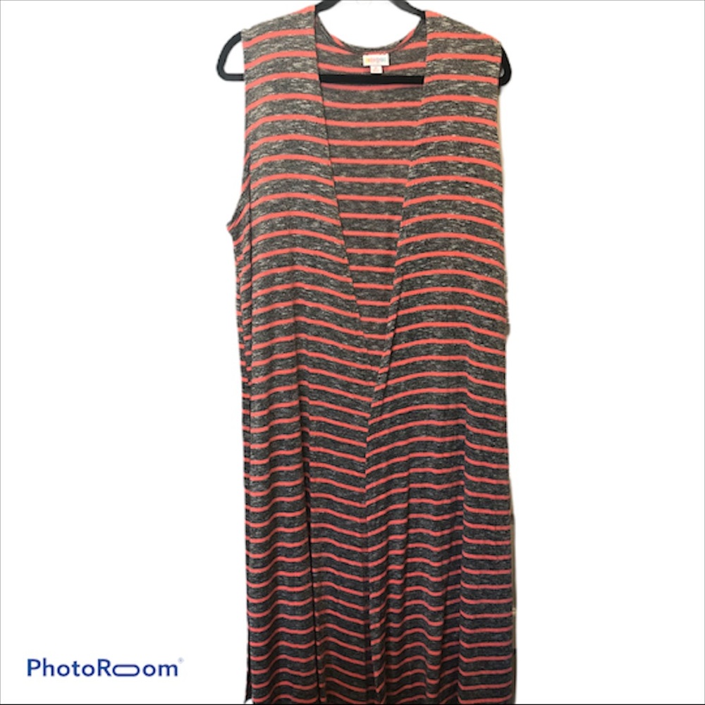 LuLaRoe Joy Striped Long Vest Size M